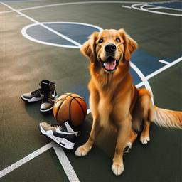 Basketball dog photo.