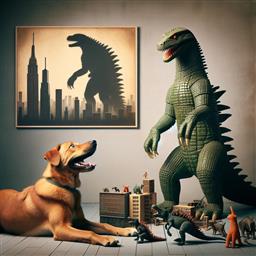 Godzilla dog photo.